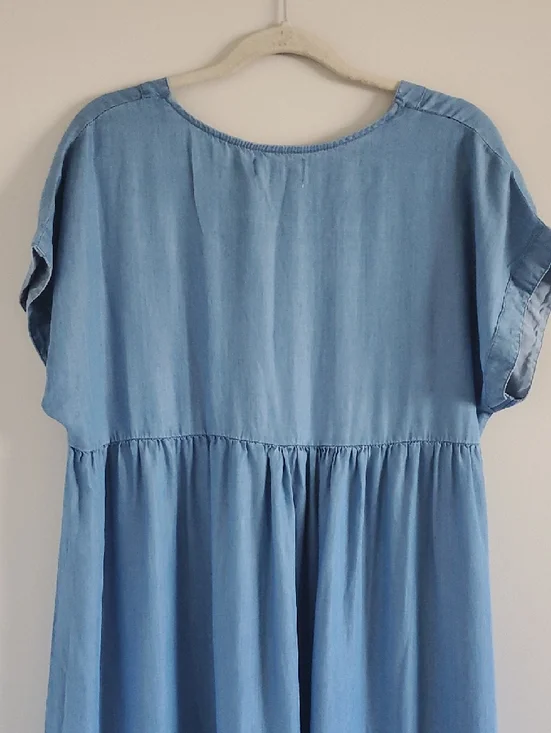 NWT Molly Bracken Denim Light Blue Flared Chambray Mini Dress Sz XL Coquette - Picture 8 of 16